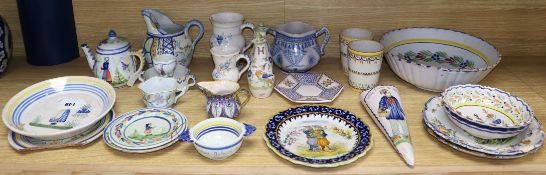 A group of Quimper pottery and other faience