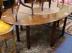 A Georgian style yew wood and mahogany wake table, W.212cm