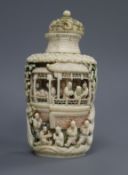 A 19th century Chinese ivory snuff bottle and stopper