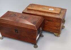 Two Regency Sarcophagus tea caddies 17 x 31 x 15cm