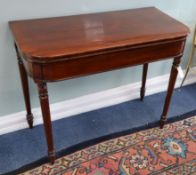 A Regency mahogany card table W.91cm