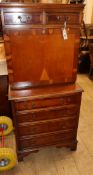A George III style yew wood secretaire chest W.61cm