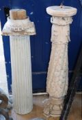 Two pedestal columns H.101 and 103cm