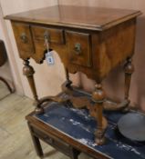 A William and Mary style banded walnut lowboy W.60.5cm