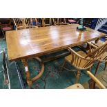 Melvyn Tolley, a yew refectory table 213cm