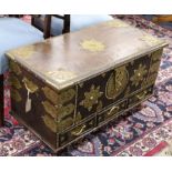 A brass mounted hardwood Zanzibar chest W.91cm