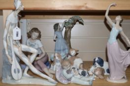 Seven Nao porcelain figures and a Lladro Sweet Dreams figure