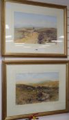 C. T. Davidson, pair of watercolours, Moorland landscape, signed, 35 x 55cm
