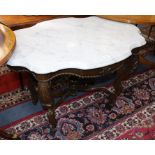 A late 19th century Continental marble topped centre table, W.104cm