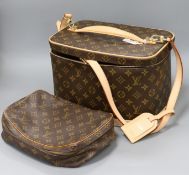 A Louis Vuitton Nice monogram canvas beauty case and a matching washbag, the case having gold-