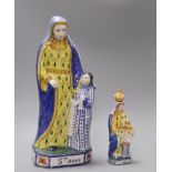 A Faience pottery model of St Anne and a similar smaller one tallest 33cm