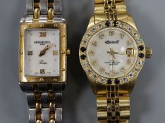 A lady's steel and gold Raymond Weil Tango wrist watch and a lady's Ingersoll wrist watch.