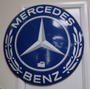 A vintage Mercedes Benz convex circular enamel sign diameter 60cm