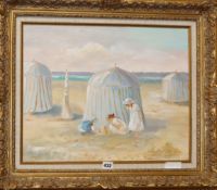C. P. Price, oil on board, Children on a beach, 40 x 50cm