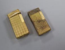 Two Dunhill gold plated Rollagas lighters