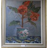 Paul Ayshford Lord Methuen (1886-1974) oil on canvas, Begonia in a Chinese vase, signed, 61 x 51cm.