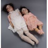 Two early 20th century bisque headed dolls