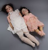 Two early 20th century bisque headed dolls
