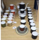 Wedgwood Susie Cooper 'Contrast' pattern coffee wares and a collection of miscellaneous coloured