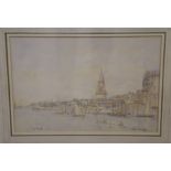 Sir Henry Rushbury (1889-1968), watercolour, Entrance to La Rochelle Harbour, signed, 25 x 37cm.