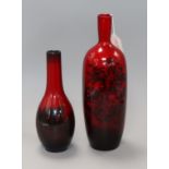 Two Doulton flambe vases