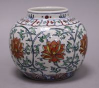 A 19th century Chinese famille verte jar height 14cm