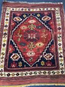 A Caucasian rug with red ground 136 x 112cm