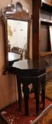 A fretwork mirror and a moorish style side table W.46 and 38cm