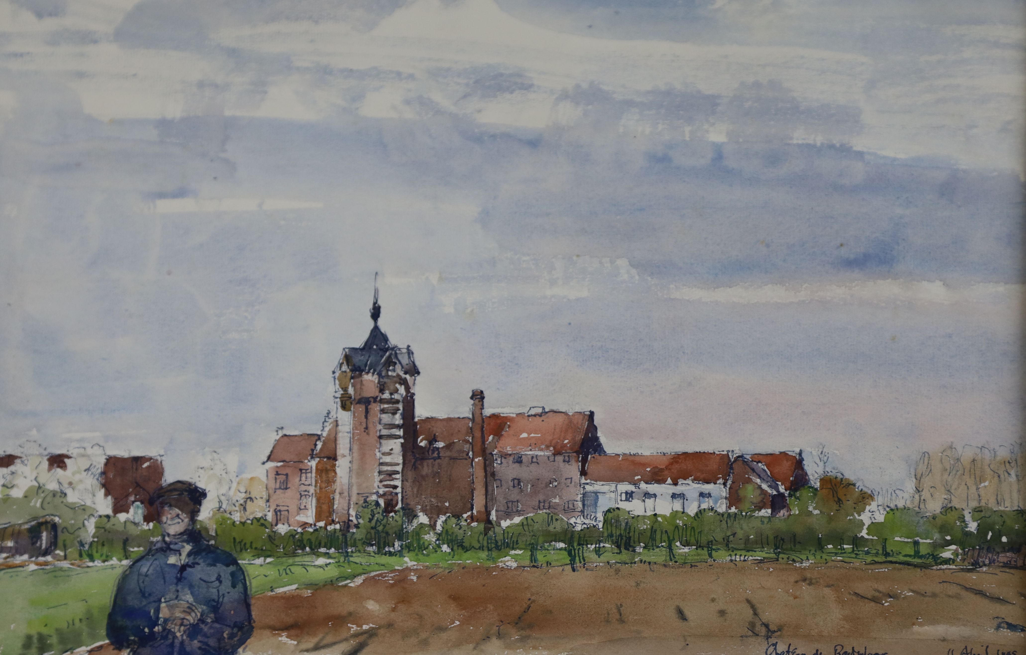 Paul Ayshford Lord Methuen (1886-1974) three watercolour and ink landscapes; Chateau de ....?