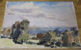 Paul Ayshford Lord Methuen (1886-1974) three watercolours; Langford, 1947, Box Hill, 1948 & Farleigh