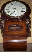 A Victorian mahogany drop dial wall clock