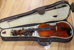 A French violin with internal label circa 1880- repaired