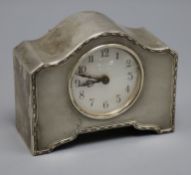 A George V dome topped silver timepiece, with mother of pearl dial, Charles & Richard Comyns,