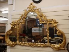 A French style gilt rococo wall mirror W.160cm