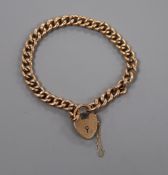 An early 20th century 9ct curblink bracelet with padlock clasp.