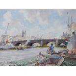 Emerson Harold Groom (1890-1983) watercolour, 'London Bridge and Southwark', signed, 30 x 40cm