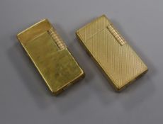 Two Dunhill gold plated Rollagas lighters