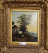 19th century English School, oil on panel, Pastoral landscape, 31 x 26cm.