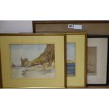 Henry Evison, 2 watercolours, Beach scenes, Jersey, signed, 22 x 28cm., a watercolour coaching scene