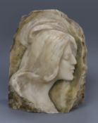 An alabaster relief plaque, signed Vicari