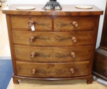 A 19th century mahogany bowfront chest of three long drawers and two short W.118cm