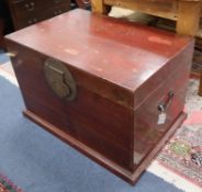 A Chinese lacquer camphorwood chest W.83cm