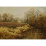 Christopher Osborne, oil on board, Bourne Brook, Essex 1979, signed, 30 x 40cm