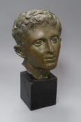 A bronzed resin classical bust height 34cm