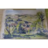 Paul Ayshford Lord Methuen (1886-1974) three watercolours, Coombe Hay (2) and view of a church,