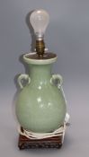 A Chinese celadon glazed vase, mounted as a lamp