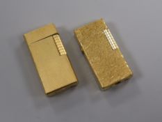 Two Dunhill gold plated Rollagas lighters