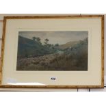 Alfred H. Hart, watercolour, Blackberry pickers, signed, 20 x 35cm