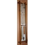 A Victorian Admiral Fitzroy oak-cased barometer with paper registers H.102cm