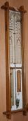 A Victorian Admiral Fitzroy oak-cased barometer with paper registers H.102cm